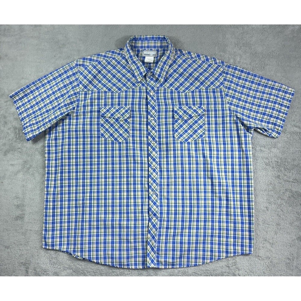 Wrangler Wrancher Shirt Men 3XL Multicolor Plaid Lightweight Pearl Snap Western